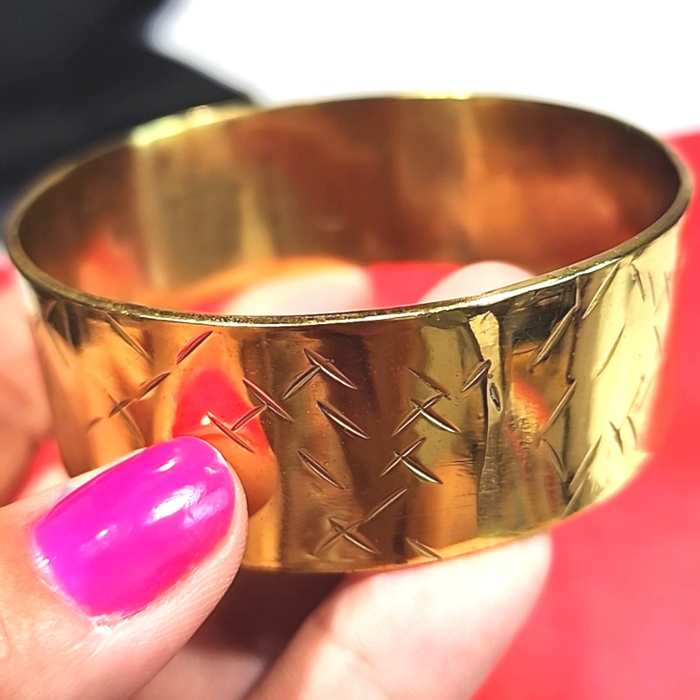 Coach Gold Tone Cuff Bangle Bracelet